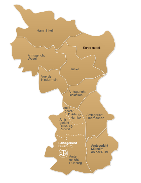 Karte des Landgerichtsbezirks Duisburg
